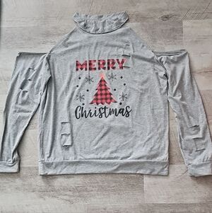 Gray Merry Christmas Cutout Sweatshirt